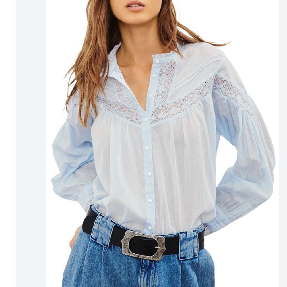 ba&sh Irene Buttoned Lace Shirt